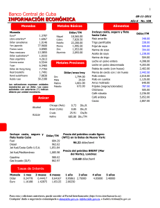 informaci&oacute;n econ&oacute;mica - Banco Central de Cuba