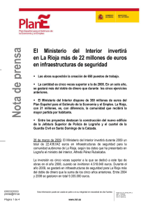 El Ministerio del Interior invertirá en La Rioja más de 22 millones de