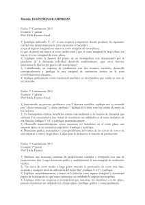 Materia: ECONOMIA DE EMPRESAS