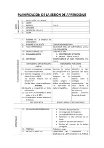 PLANIFICACI&Oacute;N DE LA SESI&Oacute;N DE APRENDIZAJE