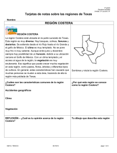 Tarjetas de notas sobre las regiones de Texas