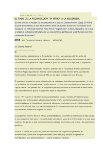 El paso de la fecundación "in vitro" a la Eugenesia