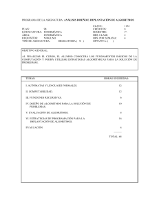 Análisis, Diseño e Implantación de Algoritmos