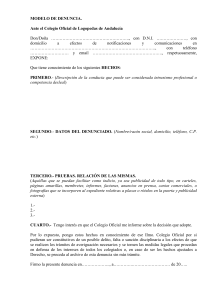 modelo de denuncia - Colegio Oficial de Logopedas de Andalucía