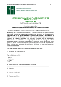 9º premio internacional ifla de márketing* de bibliotecas