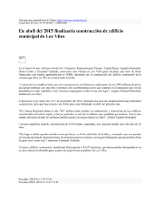 En abril del 2015 finalizaría construcción de edificio