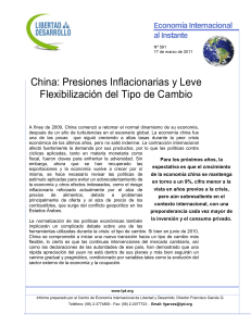 China: Presiones Inflacionarias y Leve Flexibilización del Tipo de C