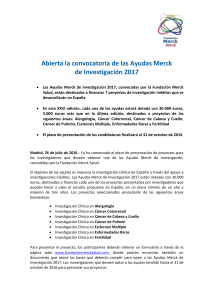 Abierta la convocatoria de las Ayudas Merck de Investigación 2017