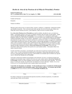 Recibo de Aviso de las Practicas de la Polize de Privacidad y Permiso