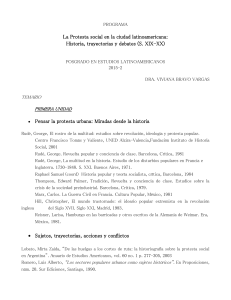 PROGRAMA La Protesta social en la ciudad latinoamericana