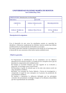 Programa de clase Introducción a la Sociologia.