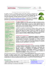 5 de junio de 2013 Estrategia Nacional de Cambio Climático El