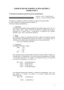 EJERCICIOS DE FORMULACION QUIMICA INORGANICA