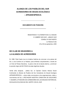 alianza de los pueblos del sur acreedores de deuda ecol&oacute;gica