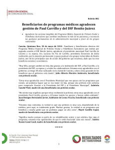 Boletín 882 Beneficiarios de programas médicos agradecen gestión