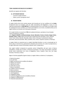 TEMA: REGIONES NATURALES DE COLOMBIA 3 Identifica las