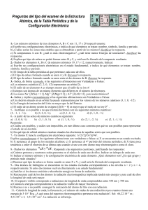 Examen Tabla Periódica, Configuración Electrónica y Enlace