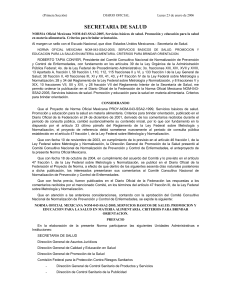 NORMA Oficial Mexicana NOM-043-SSA2-2005, Servicios