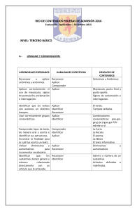 RED DE CONTENIDOS PRUEBAS DE ADMISIÓN 2016 Evaluación