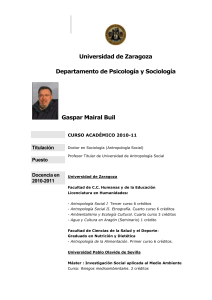 Universidad de Zaragoza Departamento de Psicología y Sociología