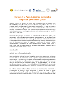 (Borrador) La Agenda Local de Quito sobre Migración y Desarrollo