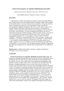 Listeria monocytogenes en vegetales mínimamente procesados