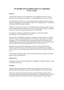 El suicidio de los adolescentes en Argentina