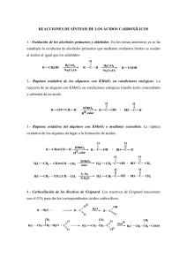 reacciones de síntesis de los ácidos carboxílicos