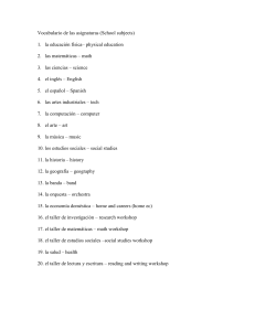 Vocabulario de las asignaturas (School subjects)