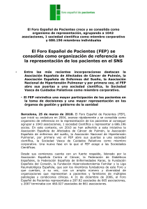 El Foro Espa&ntilde;ol de Pacientes crece y se consolida como organismo