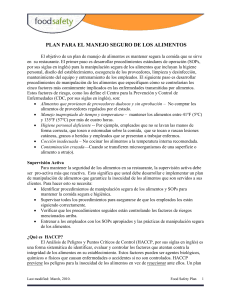 plan para el manejo seguro de los alimentos