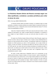 La Policlínica Nuestra Señora del Rosario aconseja seguir una