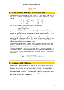 Resumen de Álgebra. Matemáticas II. ÁLGEBRA 1.