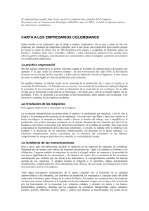 carta a los empresarios colombianos