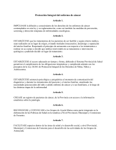 Protecci&oacute;n Integral del enfermo de c&aacute;ncer - Leyes