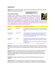 Pr&aacute;ctica III D Ejercicio1: En un nuevo documento, ingresar el