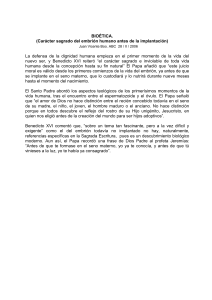 carácter sagrado del embrión