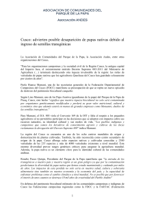 La Asociación de Comunidades del Parque de la Papa y la