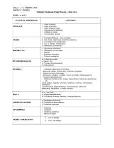 INSTITUTO TABANCURA SEDE VITACURA TEMARIO PRUEBAS