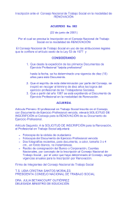 Inscripción ante el Consejo Nacional de Trabajo Social en la