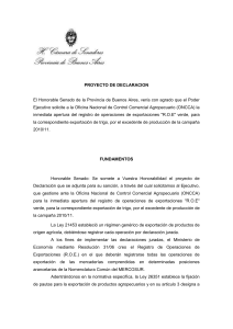 PROYECTO DE DECLARACION El Honorable Senado de la
