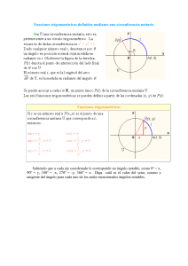 Funciones trigonométricas definidas mediante una circunferencia