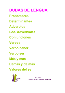 DUDAS DE LENGUA Pronombres Determinantes Adverbios Loc