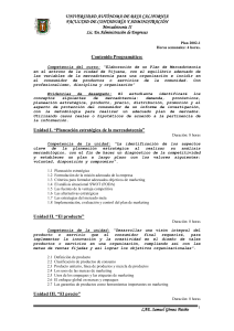 Unidad I. “Planeación estratégica de la mercadotecnia”