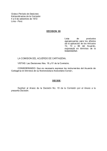 LISTA DE PRODUCTOS AGROPECUARIOS PARA LOS EFECTOS