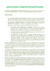 manifiesto de las iglesias frente al cambio climatico