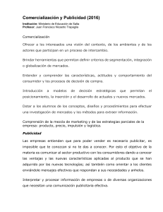 Comercialización y Publicidad (2016) Institución: Ministerio de