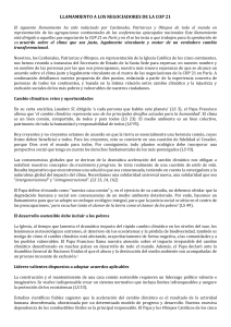 LLAMAMIENTO A LOS NEGOCIADORES DE LA COP 21 El