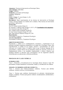 Técnicas de Intervención en Psicología Clínica