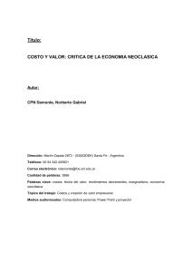 Costo y valor: Critica de la economia neoclasica